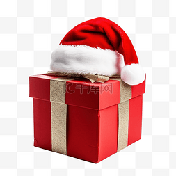 豪礼惊喜图片_圣诞礼品盒和圣诞老人??帽子隔离