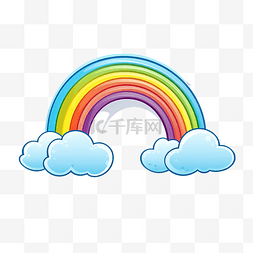 蓝色背景线性图片_彩虹與雲