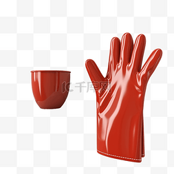 棒球場图片_厨房套装中的 3D 插图手套