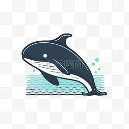 在海里跳跃的鲸鱼标志 向量