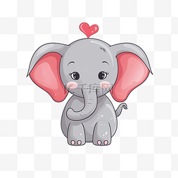 大象心爱情人节插画