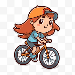 卡通人物图片_卡通女孩骑自行车矢量人物