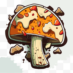 蘑菇切片图片_纸剪贴画上的彩色蘑菇卡通插图 