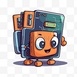 cpu剪贴画手臂上有电池卡通小橙色