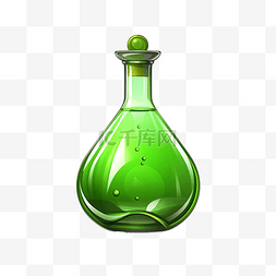 gui铁板图片_瓶子里的绿色药水插画gui元素