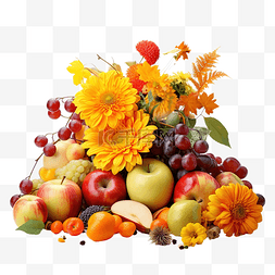 秋季户外的水果和鲜花