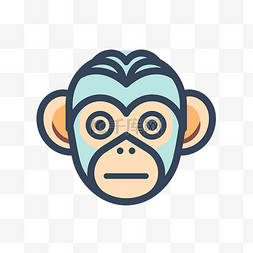 白色背景上的猴头图标样机 向量