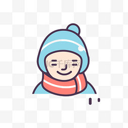 冬天背景主图图片_戴着头巾和寒冷图标的孩子 向量