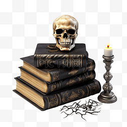 哥特式咒语书，配有头骨和女巫节