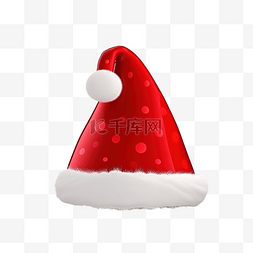 可爱的圣诞树，戴着圣诞老人的帽