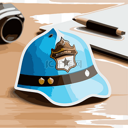 警察帽贴纸 PSD 剪贴画 向量
