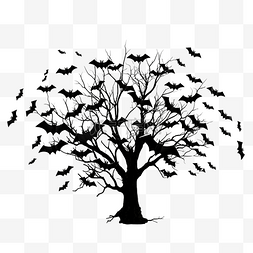 诡异的树上成群的蝙蝠