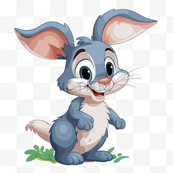 重击剪贴画卡通灰色兔子大耳朵和