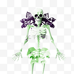 绿紫色纸上的骨架