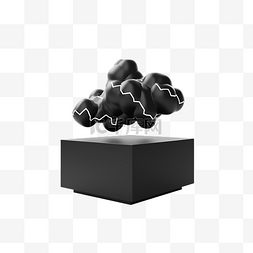 天空闪电雷图片_3d 渲染黑云互联网块与闪电隔离