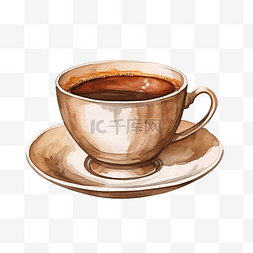 棕色牛奶背景图片_水彩棕色杯茶复古