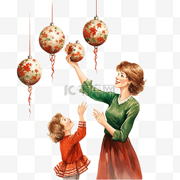 挂着礼物图片_快乐的母亲和她的孩子们挂着圣诞