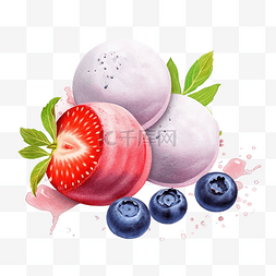 巧克力豆背景图片_草莓麻糬水果配巧克力和香草奶油