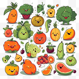水果漫画啊图片_水果和蔬菜剪贴画 卡通卡哇伊水