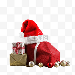 有礼帽图片_圣诞礼物圣诞老人帽子，上面有礼