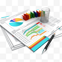 经济增长表图片_业务增长报告的 3d 插图