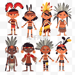原始部落旗图片_部落剪贴画土著印第安人的孩子在