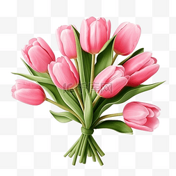 粉红色的现实郁金香鲜花花束
