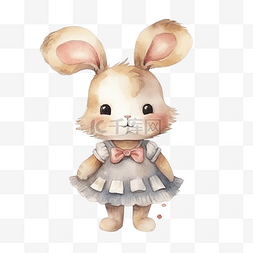 兔子畫图片_水彩兔子娃娃
