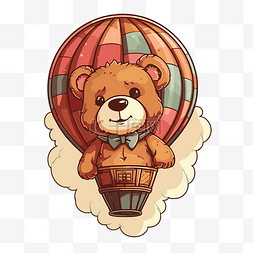 坐热气球图片_泰迪熊气球 向量