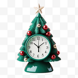 绿色手表图片_绿色圣诞树，上面有玩具和时钟，