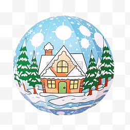 冬天带雪的树图片_儿童教育圣诞纸工艺品，带房子打