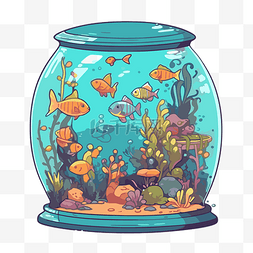 卡通鱼水族图片_水族馆剪贴画 卡通水族馆里有鱼 