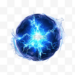 光球爆炸图片_蓝色球闪电抽象电雷击光闪光雷电