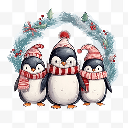 小企鹅卡通图片_圣诞圈可爱的卡通快乐有趣的企鹅