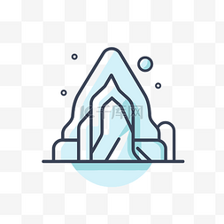 冰冷的山和湖轮廓图标 向量