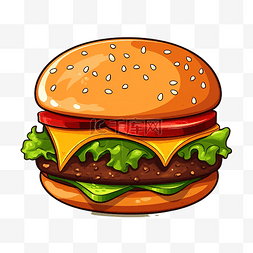 快餐美食插画图片_简约风格的汉堡插画