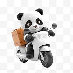 快乐可爱的熊猫交付 3d 渲染