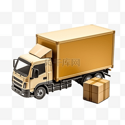 物流卡图片_3d 纸板箱卡车用智能手机或 3d 纸