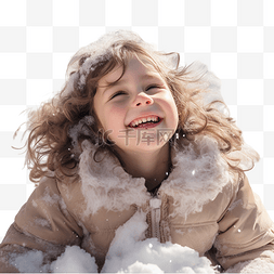 躺在户外图片_快乐的孩子在雪地里做天使孩子在