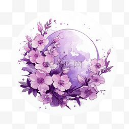 天上星星图片_紫色的月亮与花