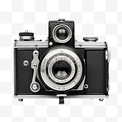 攝影图片_古董旧时尚胶片相机前视图隔离在