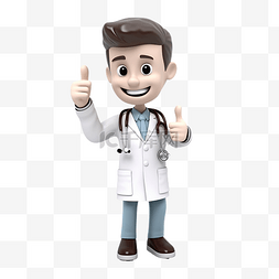 拇指图片_3d 医生插图与拇指向上的姿势