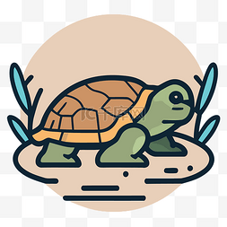 卡通鳄龟图片_一只乌龟走过荒野的卡通形象 向