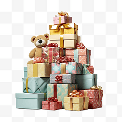 玩具包装图片_大堆包装好的圣诞礼品盒
