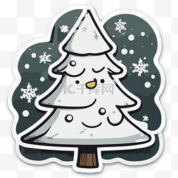 该贴纸是卡通雪花风格的圣诞树剪