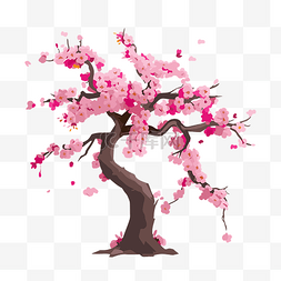 粉红色的花朵图片_樱花剪贴画樱花树插图与粉红色的