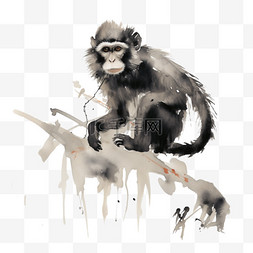 猴年房子图案图片_简洁小猴爬树元素立体免抠图案