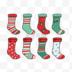 圣诞袜卡通图片_添加不同的圣诞袜和帽子