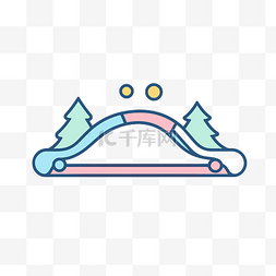 白色圣诞边框图片_平面风格的雪滑梯图标 向量