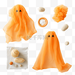 DIY万圣节淀粉和纱布橙色幽灵